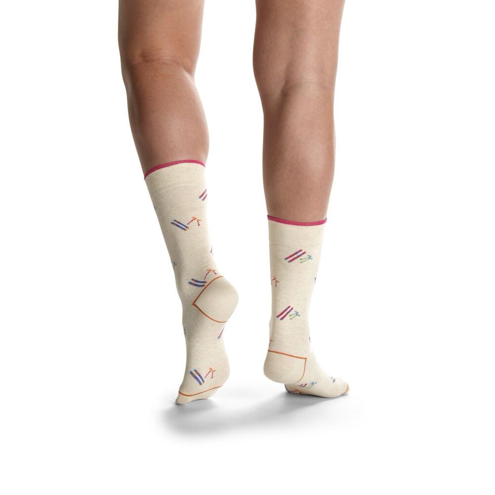 Bombas Men's Size Large 9.5-13 Lightweight Chalet Calf Socks Crew Cotton Beige